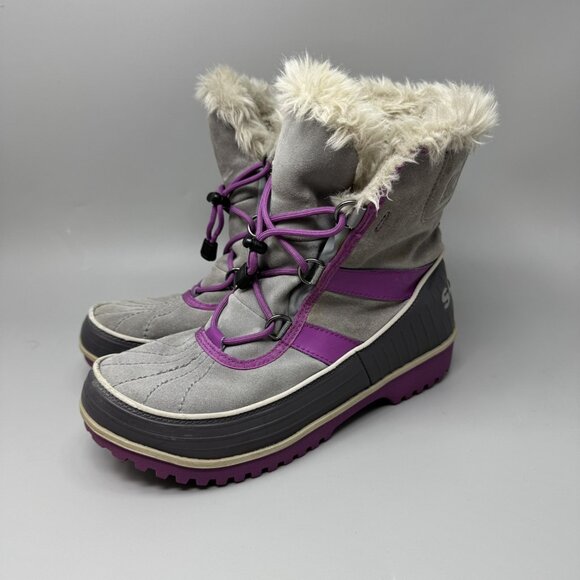 Sorel Womens Tivoli II Gray Leather Round Toe Lace Up Ankle Snow Boots Size 7 - Picture 2 of 8